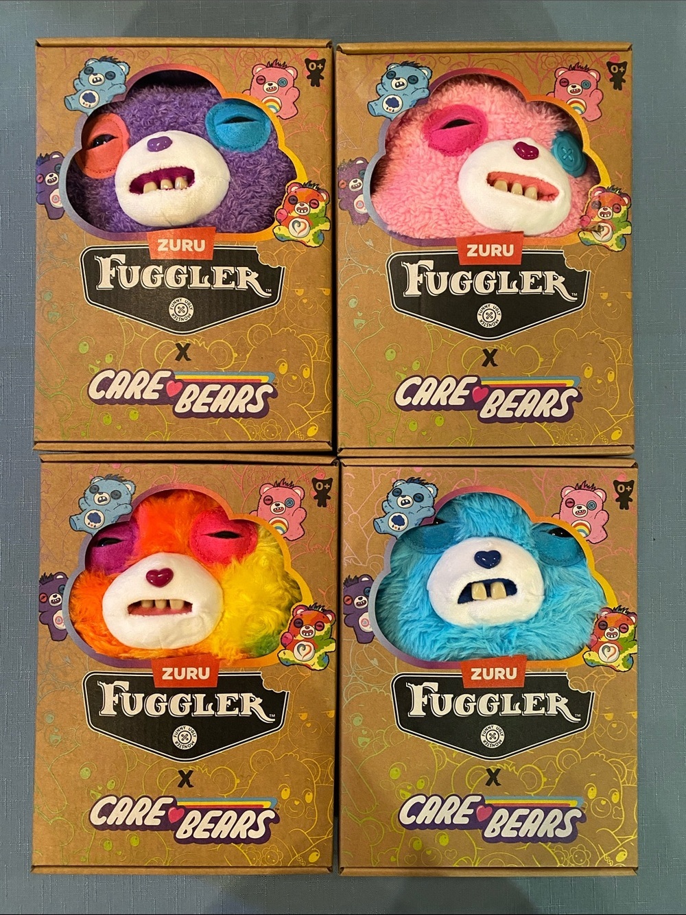 New Fuggler Care Bears Complete Set of 4 Grumpy Share Cheer Togetherness